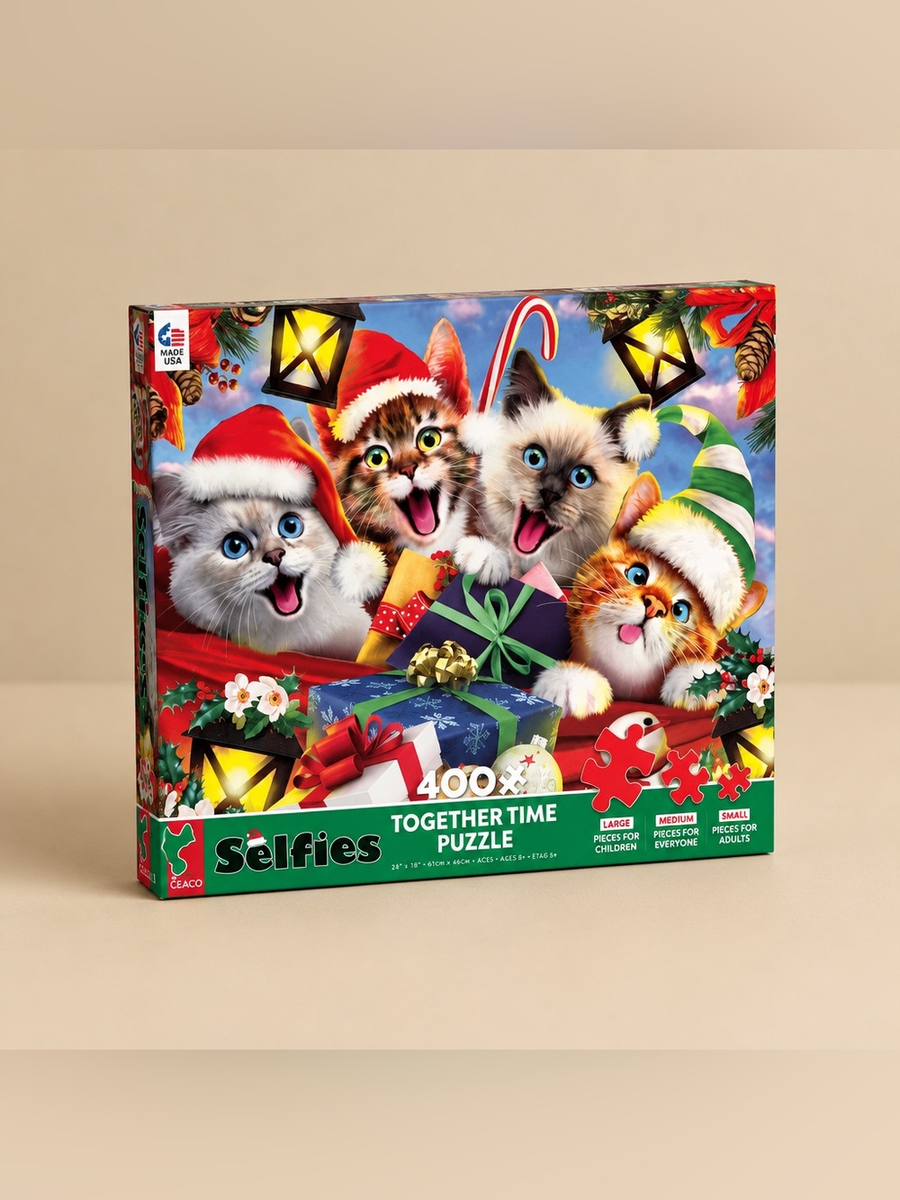 Ceaco Selfies Holiday Cats 400-Piece Jigsaw Puzzle